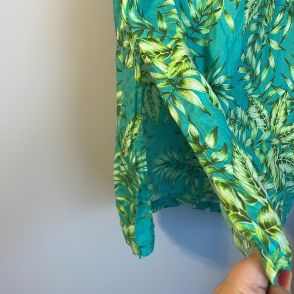 C&C California Tropical Foliage Linen Maxi Skirt Side Slits size L - Picture 6 of 15